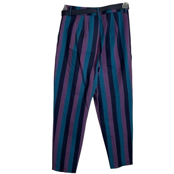 Urban Outfitters Womens Della Striped Tapered 2 Grunge Punk High Rise Pleat Fron - Picture 2 of 6
